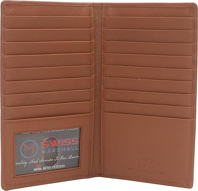 Marshal Bifold Leather RFID Blocking Wallet For Men & Women | Genuine Leather Holder With 19 Slots, 2 Bill Compartments & ID Window | For Credit/Debit Cards, Money & More (CN Tan) by Marshalwallet