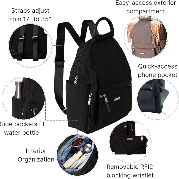 Baggallini Women's All Day Backpack, Black Cheetah Emboss, One Size… - Image 3