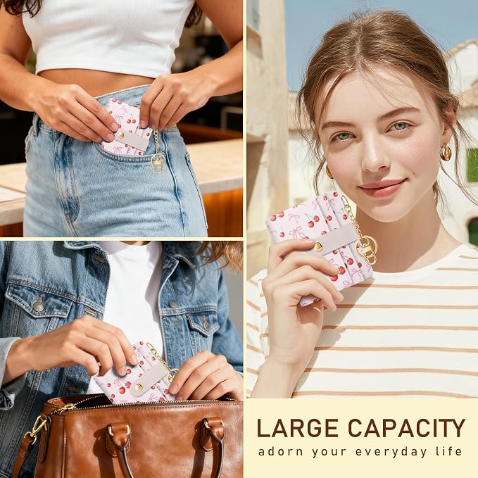 Jogjam Cute Coquette Bow Rfid Women Wallet, Small Slim Credit Card Holder | PU Leather Bifold Cash Zipper Coin Pocket ID Window, for Female Ladies Teen Girls Girly Gifts - Image 2