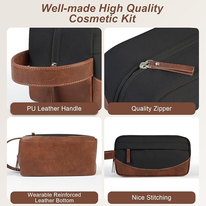 Travel Toiletry Bag for Men, Hanging Toiletry Organizer, Water Resistant Shaving Kit with Large Capacity for Travel Accessories (Black, Large) - Image 3