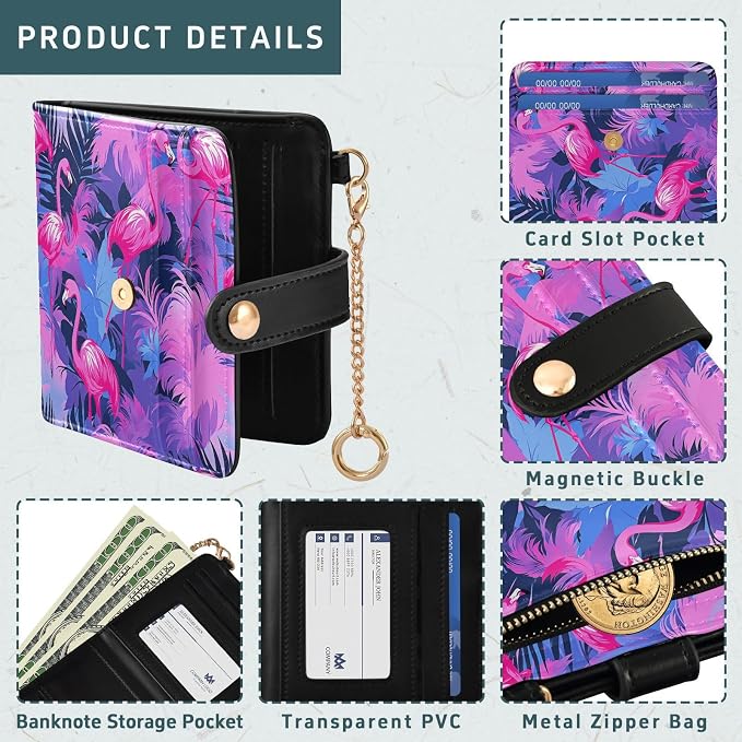 Pink Flamingo Women's Wallets RFID Blocking,Credit Card Holder Bifold Wallet,Slim Card Cases,PU Leather Travel Wallet for men Girls - Image 5