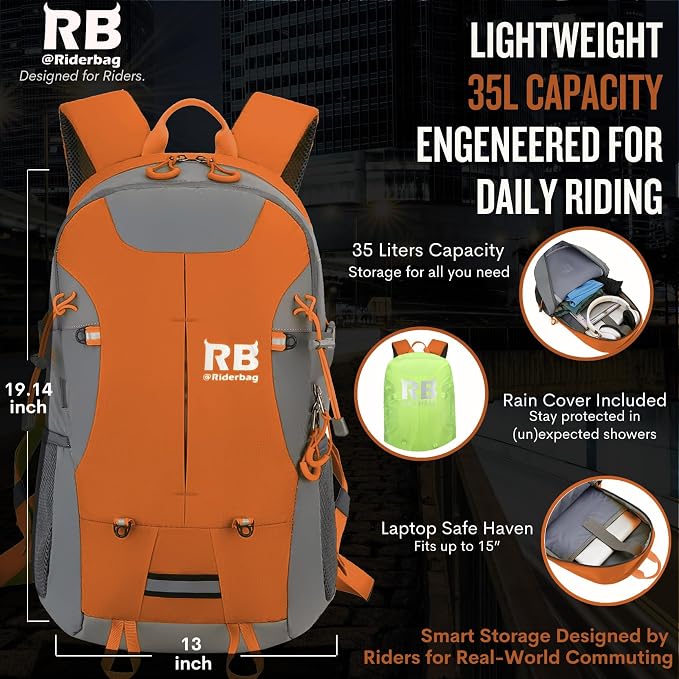 Reflective Motorcycle Backpack, Hi Viz Commuter Riding Bag | Designed by Riders for Everyday Rides with Laptop Compartment and Helmet Net. Built to Help You Be Seen. - Image 6