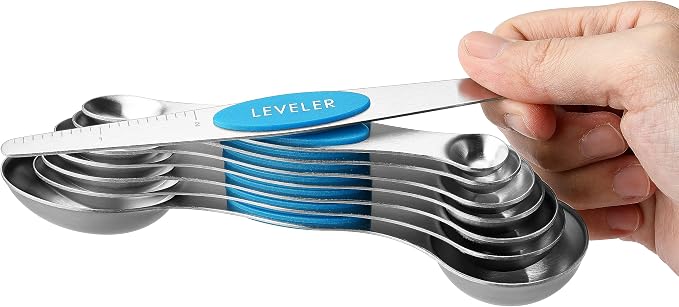 Spring Chef Stainless Steel 8 Magnetic Measuring Spoons for Kitchen, Teal | Dual Sided Metal Teaspoon & Tablespoon Measuring Spoons with Leveler for Dry & Liquid Ingredients, Stackable, Dishwasher Safe - Image 8