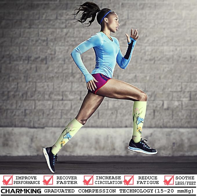 CHARMKING 6 Pairs-Compression Socks for Women & Men Circulation Best Support for Nurses, Running, Athletic,Flight Travel - Image 2