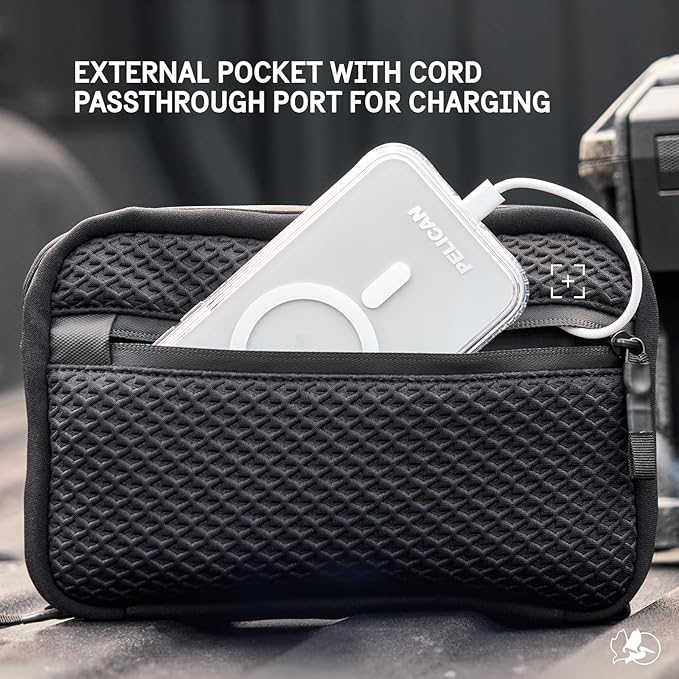 Pelican Electronic Organizer Travel Case w/Hidden AirTag Compartment -Black | Durable Tech Organizer Pouch -Portable Storage Bag w/Multiple Storage Mesh Pockets for Cables, Chargers, Power Bank & AirPods - Image 4