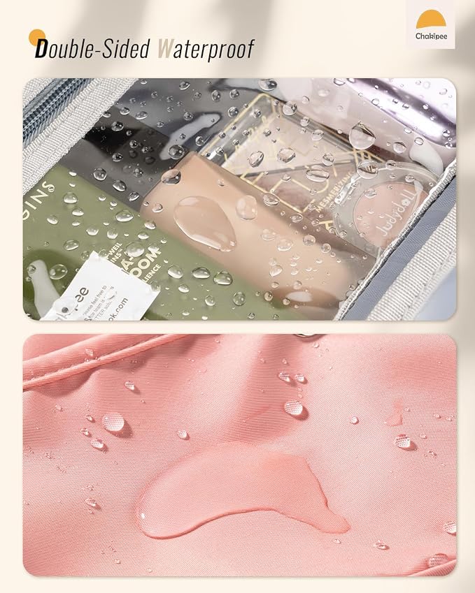 Travel Hanging Toiletry Bag for Women - Waterproof Cosmetic Organizer with Clear Window, Lightweight Bathroom Bags for Essentials, Makeup, Shampoo, Toiletries Dark Pink, Medium - Image 4