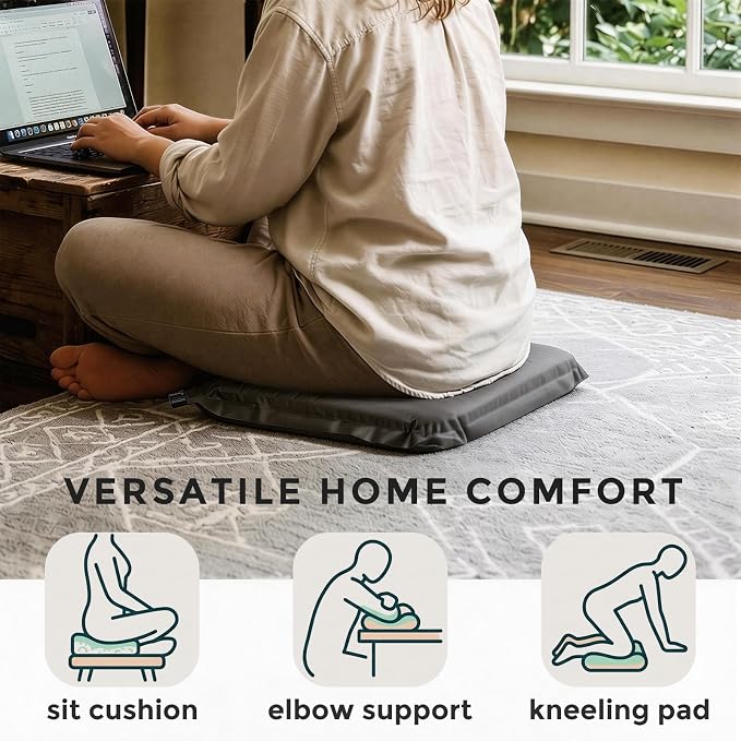 Inflatable Airplane Seat Cushion for Long Sitting Travel & Stadium | 2" memory foam core, portable & foldable, firmness adjustable, outdoor camping hiking & bleacher sit pad, flying accessories - Image 7
