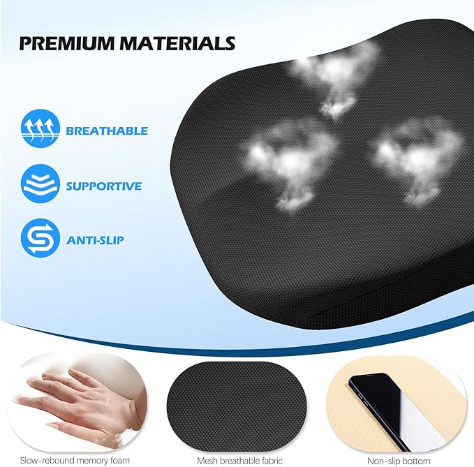 Car Seat Cushion for Driving, Memory Foam Driver Seat Cushion | Seat Cushion for Car with Lower Back & Tailbone Pain Relief. Automotive Cushion for Car Suitable for Trucks, Sedans - Image 6