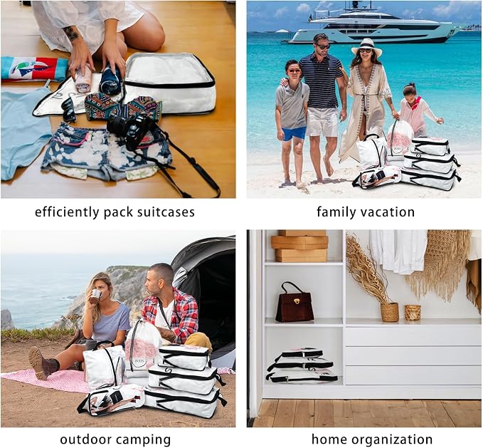6 Pcs Compression Packing Cubes for Travel, Waterproof Luggage Organizer Washable Storage Bags Set - Packaging Cubes for Backpack Travel and Carry-Ons - Image 7