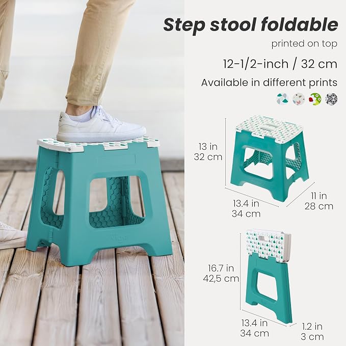 Vigar Compact Step Stool Foldable, 12-1/2-inch, Geometric | For Adults up to 330 Pound, Lightweight Stool, Non-Slip Folding Design, Compact Step Stool - Image 2