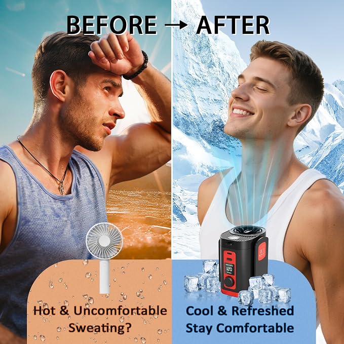 Portable Fan,Waist Clip Fan, Clip-On Personal Turbo Cooling Fan | 120-Speed Adjustable Rechargeable Clip On Waist Bladeless Fan with LED flashlight for Outdoor,Travel,Camping - Image 7