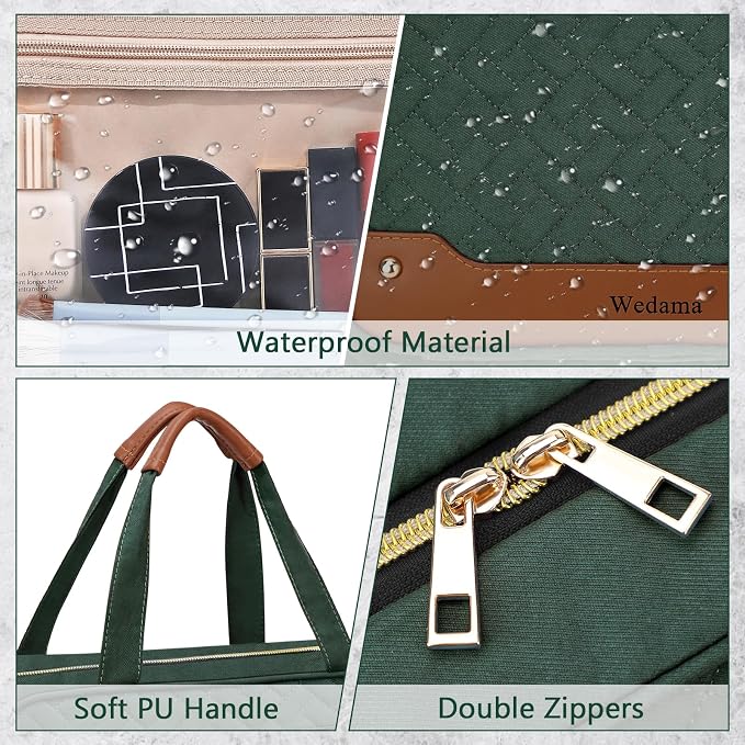 Toiletry Bag for Women, Hanging Travel Toiletry Bag with Jewelry Organizer Compartment Large Makeup Bag, PVC Waterproof Cosmetic Travel Bag Trips Camping Bathroom, Dark Green - Image 6