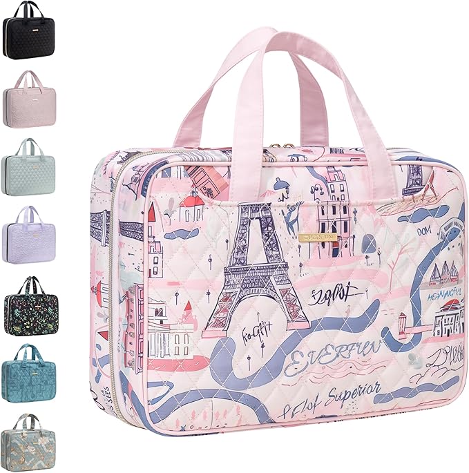 Everfun Travel Toiletry Bag with Hanging Hook and Leakproof Wet/Dry Compartments, Large Capacity Makeup Cosmetic Organizer for Women, 12x9x4.5 Inch, Urban Roam by EVERFUN