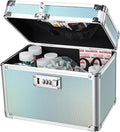 Lockable Medicine Storage Box - Turquoise Cabinet Med Lock Organizer, 10 x 7 x 7.9 Inches Safe Med Case with Lock for Home, Dorm, Office, or Travel by AdazzoRollingMakeupCase