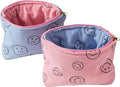 Cosmetic Bags for Women - Corduroy Cosmetic Bag Aesthetic Women Handbags Purses Smile Dots Makeup Organizer Storage Makeup Bag Girls Case Bags (Double Pink Blue) by Gardsell