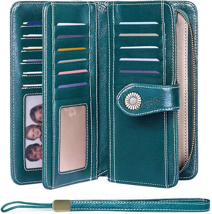 Wallets for Women Trifold Wristlet Wallets Large Capacity RFID Blocking Ladies Purse Credit Card Holder by FALANMULE