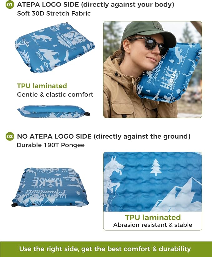 ATEPA Inflatable Seat Cushion | 2" & 2.5" Foam Core Seat Pad, Self Inflating, Compact, Stadium, Airplane, Travel, Camping, Hiking, Sports events - Image 7