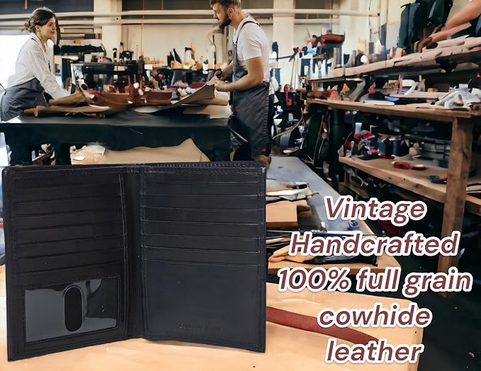 F&L CLASSIC RFID Blocking Mens Leather Bi-Fold Big Hipster Wallet, 13 credit card slots,Black… - Image 4