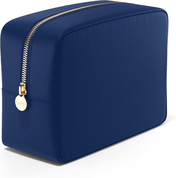 Embla Large Makeup Bag and Waterproof Nylon Travel Toiletry Bag, Large Capacity Cosmetic Zipper Pouch, Navy Blue by Embla