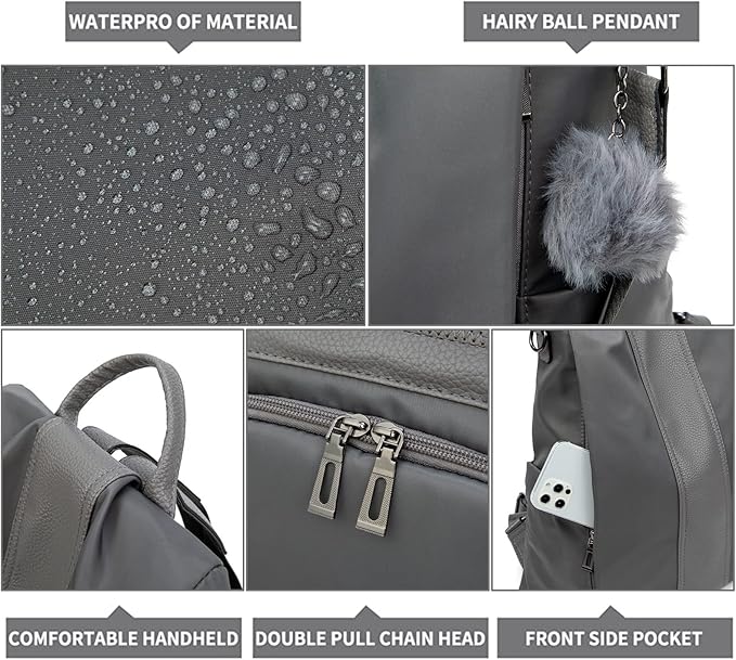 PINCNEL Women Backpack Purse Waterproof Nylon Anti-theft Rucksack Lightweight Shoulder Bag - Image 3