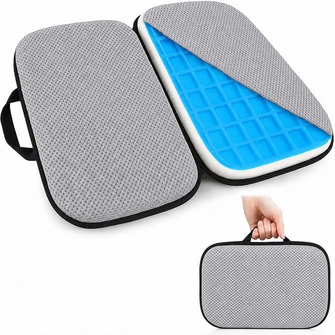 3 in 1 Foldable Gel Seat Cushion Featured with Memory Foam Breathable Seat Cushion for Pressure Relief (Size: 18.5“ x 15" x 2"，Gray Mesh) by Sojoy