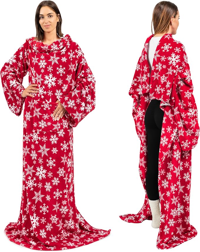 PAVILIA Wearable Blanket with Sleeves for Adult Women Men, Cozy Fleece Warm Wrap Throw with Arms, Gifts for Christmas, Wife - Image 3