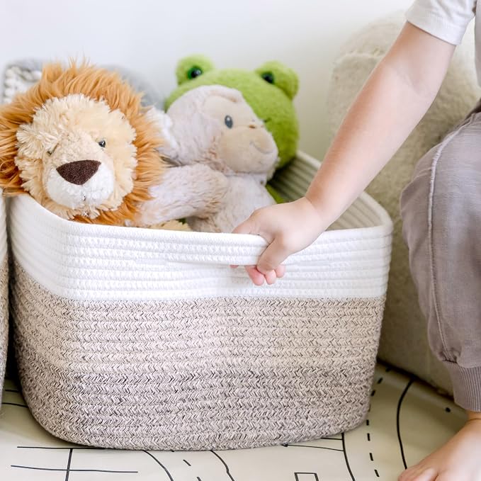 NaturalCozy Storage Baskets 16.8”x13”x7.6” Cotton Rope Woven Baskets for Organizing 3-Pack | Toy Storage Bins | Basket for Shelves, Laundry, Blanket, Clothes, Closet, Kitchen, Bathroom, Gifts - Image 9
