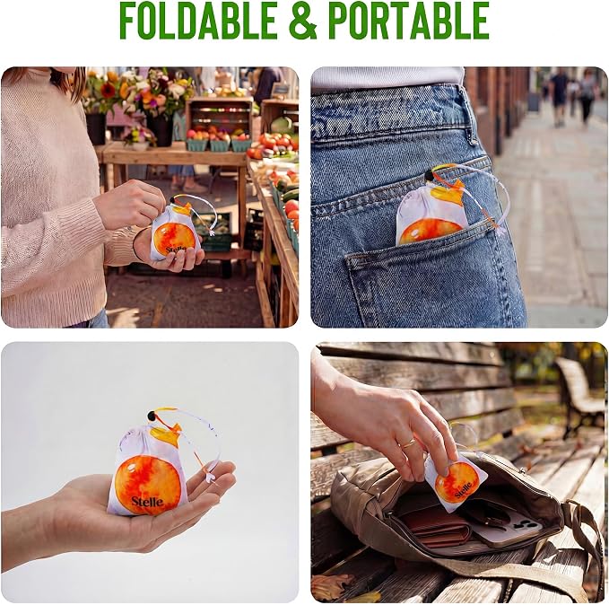 Stelle Lightweight Reusable Grocery Bag with Handles Ripstop Nylon Foldable Tote Shopping Bags for Travel and Groceries - Image 5