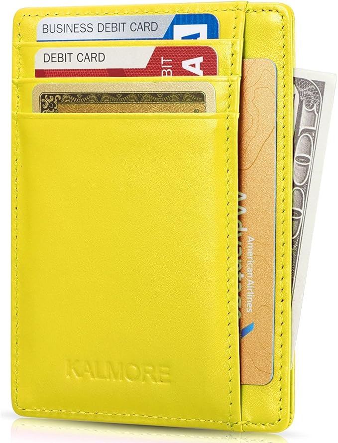 KALMORE Genuine Leather Front Pocket Slim Wallet Credit Card Holder with ID Window by KALMORE
