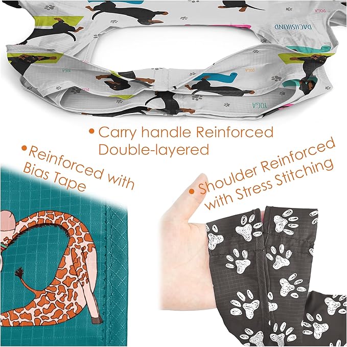BeeGreen Reusable Shopping Bags Cute Grocery Bag 6 Pack, Reusable Gift Bags Heavy-Duty Foldable Shopping Totes for Supermarket, Work & Travel, Large Washable Polyester Tote Bag with Handles - Image 3