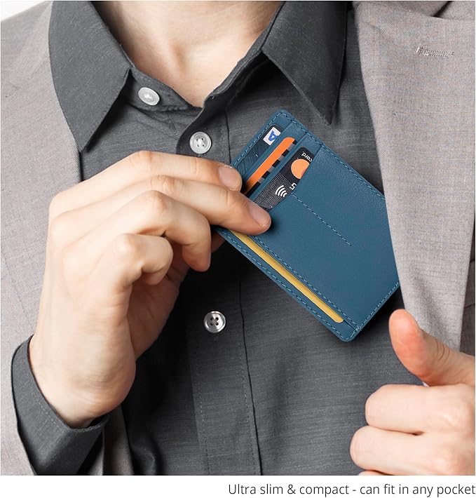 Oak Leathers Leather Minimalist Wallet - RFID Slim Card Holder Unisex - Image 6