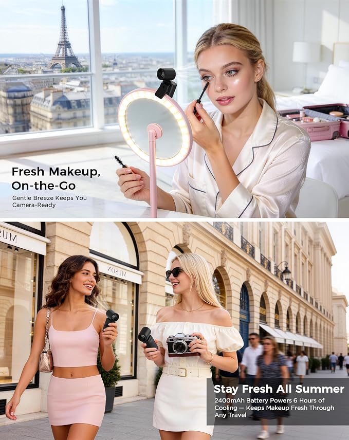 Portable Handheld Fan, Mini Clip On Fan with 4 Speeds, 0.26lb mini fan | Type C Fast Charging, Power Display, Handheld & Clip-On Dual Mode, 0.26lb Personal Fan for Travel, Office, Outdoor, Stroller - Image 8