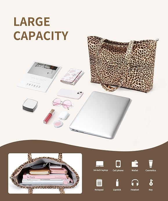 KALIDI Tote Bag Zipper Shoulder Bag Vegan Leather Purses Satchel for Women | Large Casual Handbag for Work Commuting Dating College Everyday - Image 5