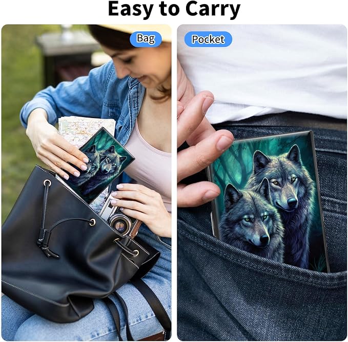 Metal Wallet,Credit Card Holder for Women Men,RFID Blocking Card Holder Wallet Mini Slim Aluminum Wallet ID Case Hard Card Case Business Card Holder Case,Wolf Forest - Image 4