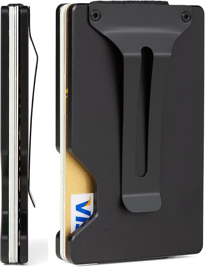 Minimalist Wallet for Men, Slim Metal RFID Blocking Wallet Credit Card Holder Money Clip & Cash Strap, Scratch-Resistant Holds 15 Cards,Ideal Gift for Men | Patriot-Wood Flag - Image 3
