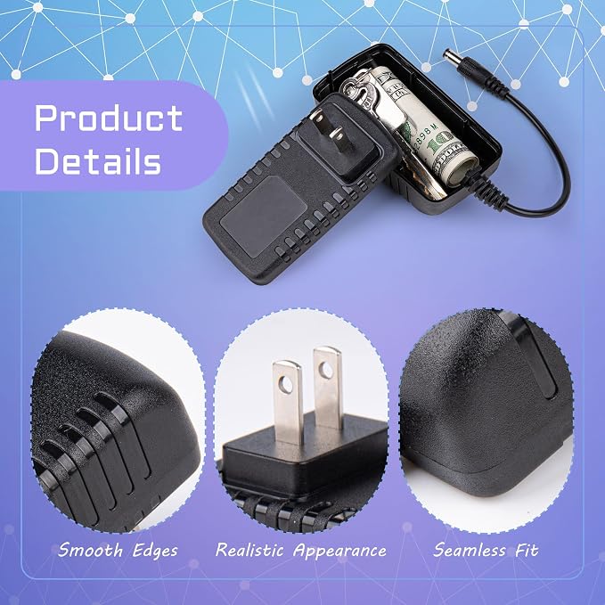 Plug Storage Realistic Looking Charger with Storage Hiding Places for Valuables Charger Diversion Safe, Black - Image 3