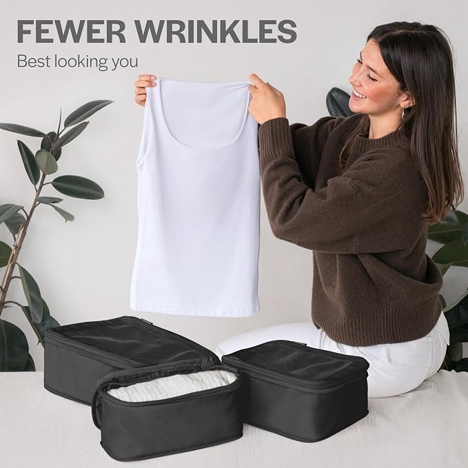 Compression Packing Cubes for Travel - Luggage Organizer Bags - Double Zipper Packing Cubes for Suitcases (12-Pack, Black) - Image 8