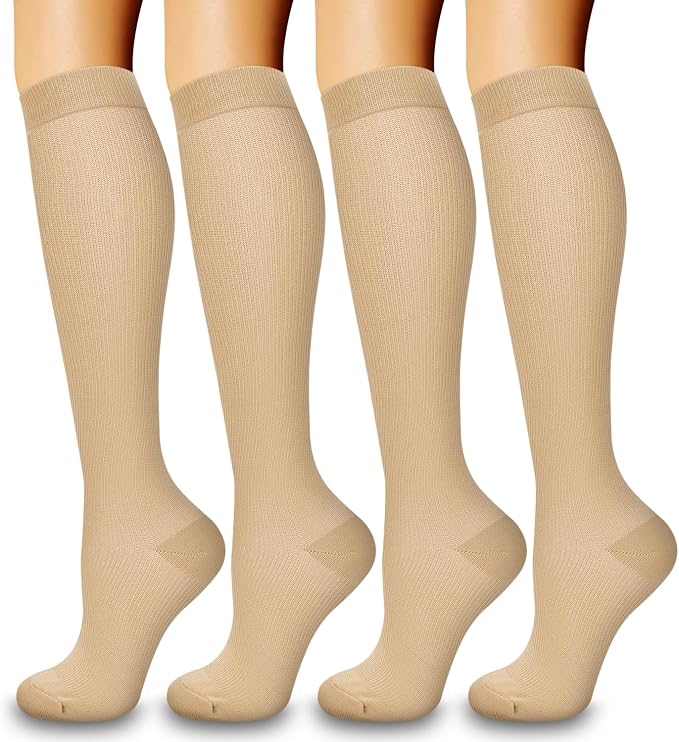 4 Pairs Compression Socks for Women and Men-Circulation Best Support Socks for Running,Athletic,Cycling by Bluemaple