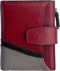 Women's RFID Blocking Leather Small Compact Bi-fold Zipper Pocket Wallet Card Case Purse with id Window by AINIMOER