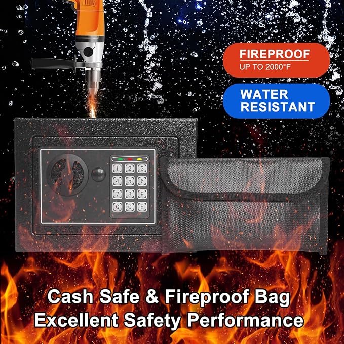Money Safe Box for Home with 4 LED Color Sensor Light & Fireproof Money Bag, 0.23CUFT, Security Lock Box with Keys & Pass Code, Fireproof Safe with Digital Keypad, 3mm Thickness Door - Image 5