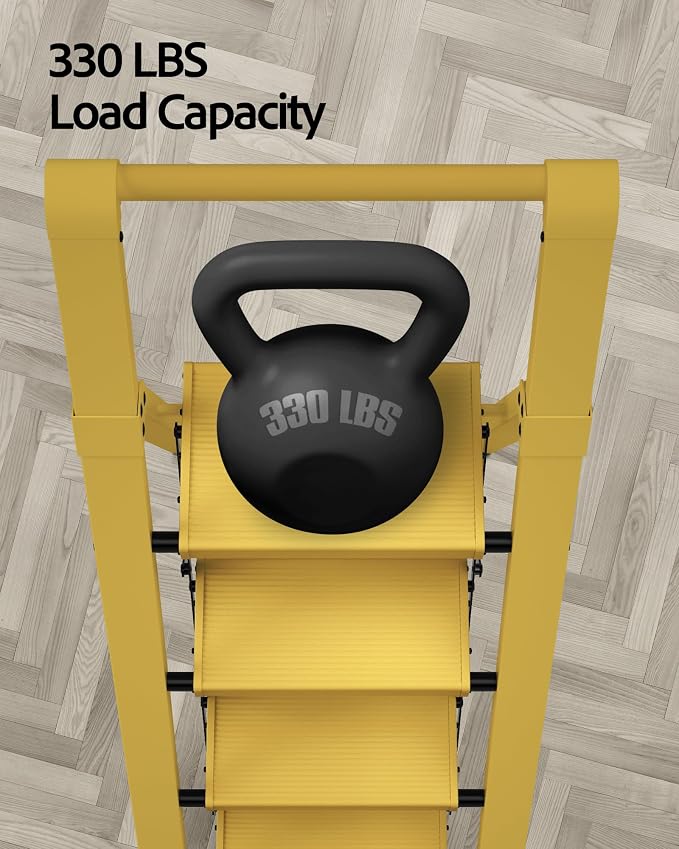 Taranta 4 Step Ladder,Aluminum Step Stool Foldable-Twilight Yellow | Lightweight Folding Ladder with Convenient Handgrip,Wide Top Pedal,330lbs Capacity Stepladder for Home,Office,Kitchen - Image 4