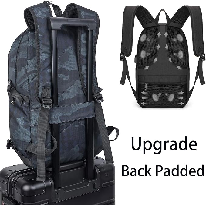 Tzowla Travel Laptop Backpack Water Resistant Anti-Theft Bag with Giant Tumbler Holder Pocket and Lock 15.6 Inch Computer Business Backpacks for Women Men Work College Gift,Casual Daypack(BlueCamo) - Image 6
