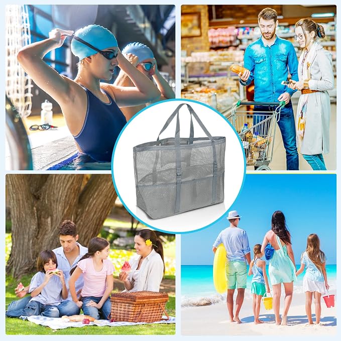 SRISE Mesh Beach Bag - Large Beach Tote Bag for Family Beach Bag for Toys & Vacation Essentials - Image 5