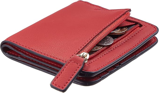 Gostwo Small Wallet for Women, Slim Bifold Credit Card Holder, Compact RFID Blocking Cash Wallet, Billfolds Thin Leather Zipper Pocket, Mini Wallet Gift for Ladies Teen Girls Travel with ID Window - Image 2