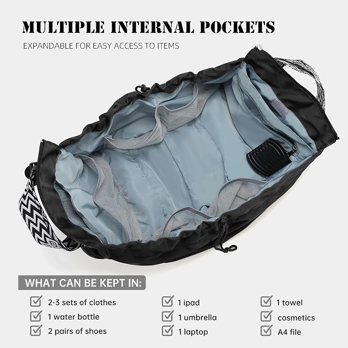 Large Capacity Portable Backpack Tote Bag For Car Travel, Lightweight Foldable Nylon Shopping Bag with 15 Pockets - Image 4