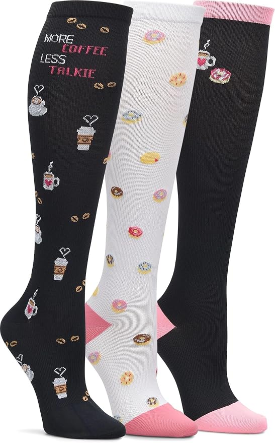 Nurse Mates 3 Pack Women's Compression Socks | 12-14 mm/Hg | Reduce Swelling | Improve Circulation | One Size | 3 Pair by Nurse+Mates