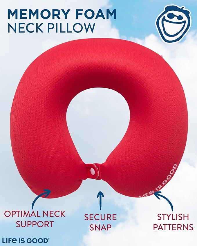 Life is Good Neck Pillow with Soft Memory | All-Over Print, U-Shaped, Cozy Cushioning Cradles Your Head and Spine for Long Trips - Image 2