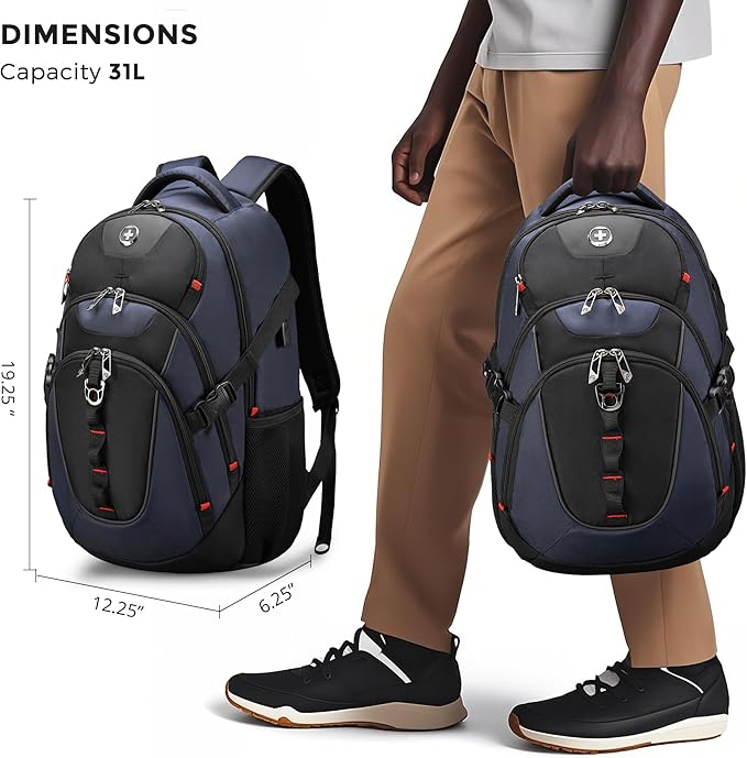 Swissdigital Design Travel Backpack for Men with Apple Find My, Laptop Backpack with USB Charging Port, RFID Protection, Add-A-Bag System - Travel Backpack for Men-Finder Color Random | SD803BT013-12 - Image 2