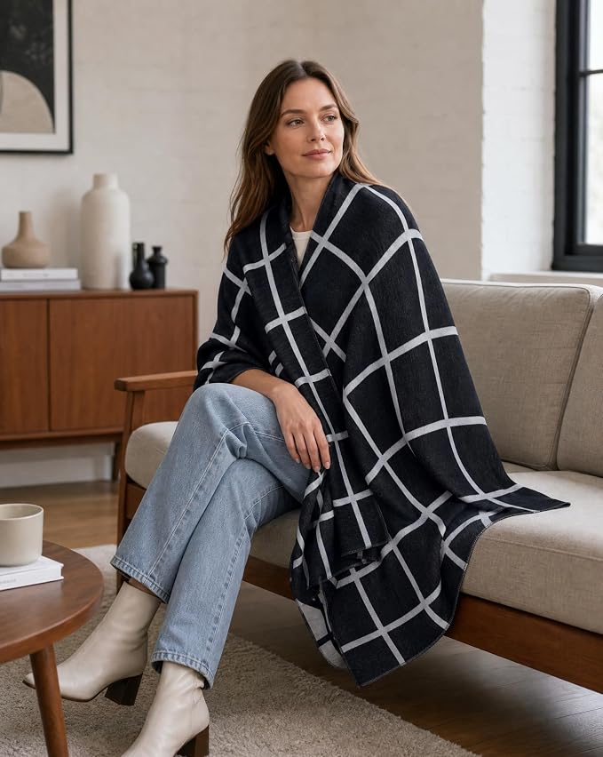 Shawl Wraps for Women Reversible Open Front Ruana Poncho Soft Cozy Cardigan for Fall and Winter - Image 2