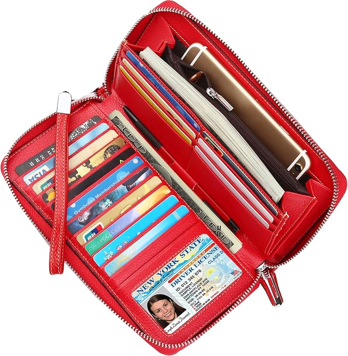 Small Compact Women Wallet RFID Blocking Genuine Leather Bifold Purse with ID Windows - Image 2